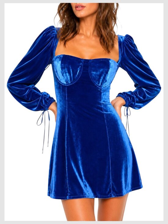 For Love And Lemons Dresses & Skirts - For Love & Lemons Nadine Mini Dress Royal Blue Cobalt Velvet Bustier M